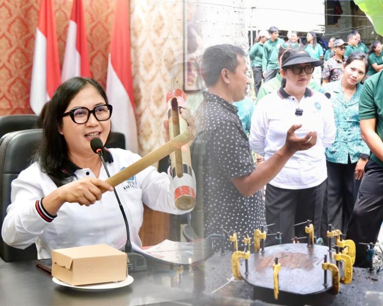 Ny. Rai Wahyuni Sanjaya melaksanakan Sosialisasi Kulkul PKK dan Posyandu serta Kunjungi Tempat Pengolahan Sampah Plastik “Bali Harmoni” di Denbantas