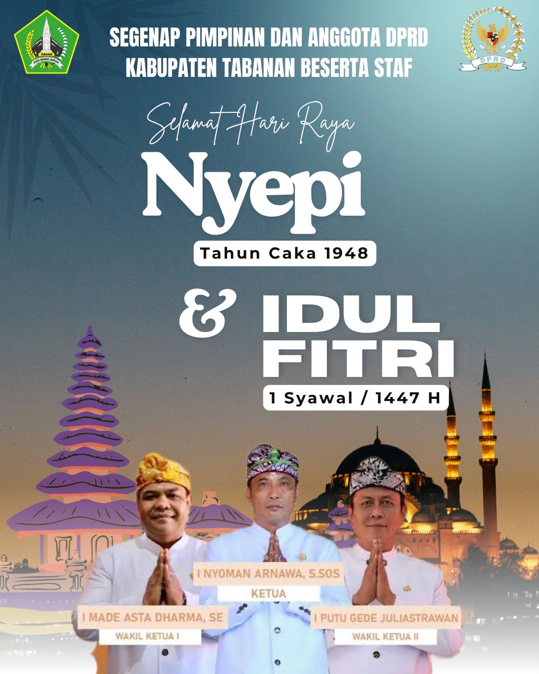 Nyepi dan Idul Fitri Beriringan, DPRD Tabanan Serukan Harmoni dalam Keberagaman
