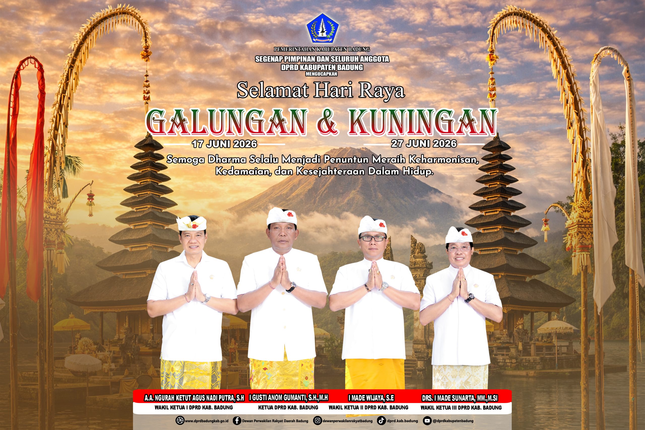 Pimpinan dan Anggota DPRD Badung Ucapkan Selamat Hari Raya Galungan dan Kuningan