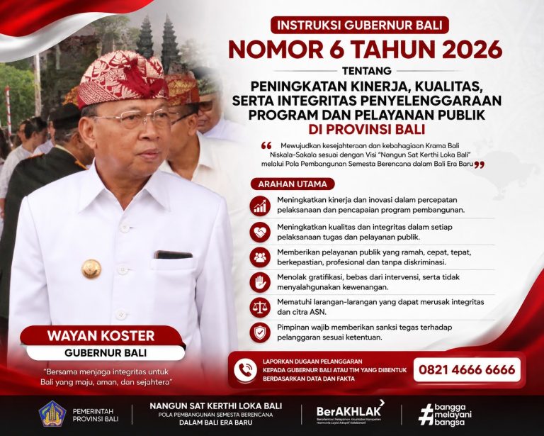 Gubernur Koster Terbitkan Ingub Nomor 6 Tahun 2026: Dorong Peningkatan Kinerja, Kualitas, dan Integritas ASN Pemprov Bali
