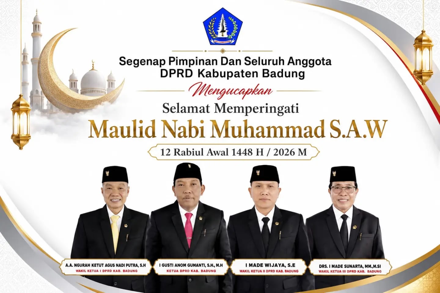 DPRD Kabupaten Badung Ucapkan Selamat Memperingati Hari Maulid Nabi Muhammad SAW